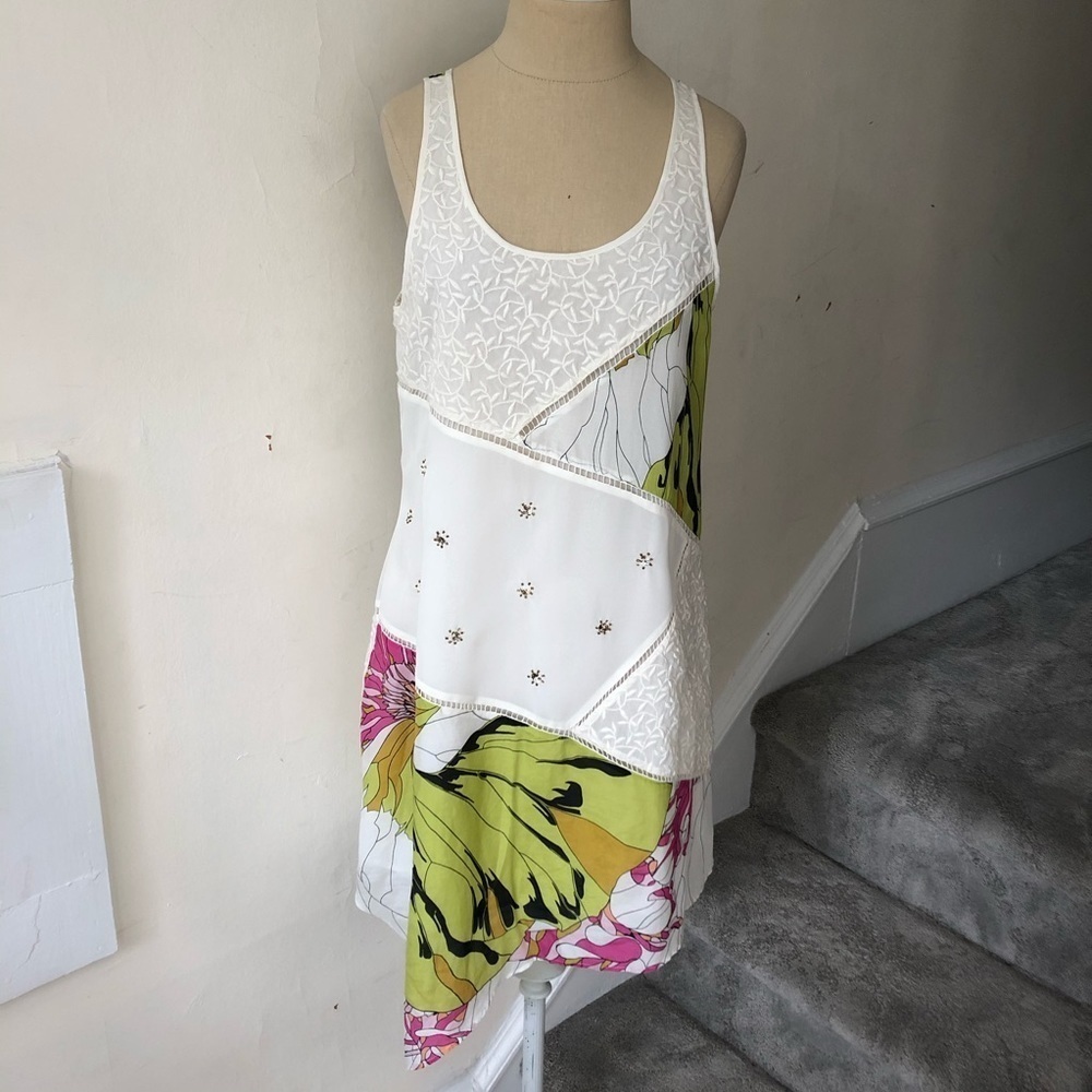 Anthropologie Leifnotes Silk Patchwork Sequin Embellished Guarri Dress Size 2
